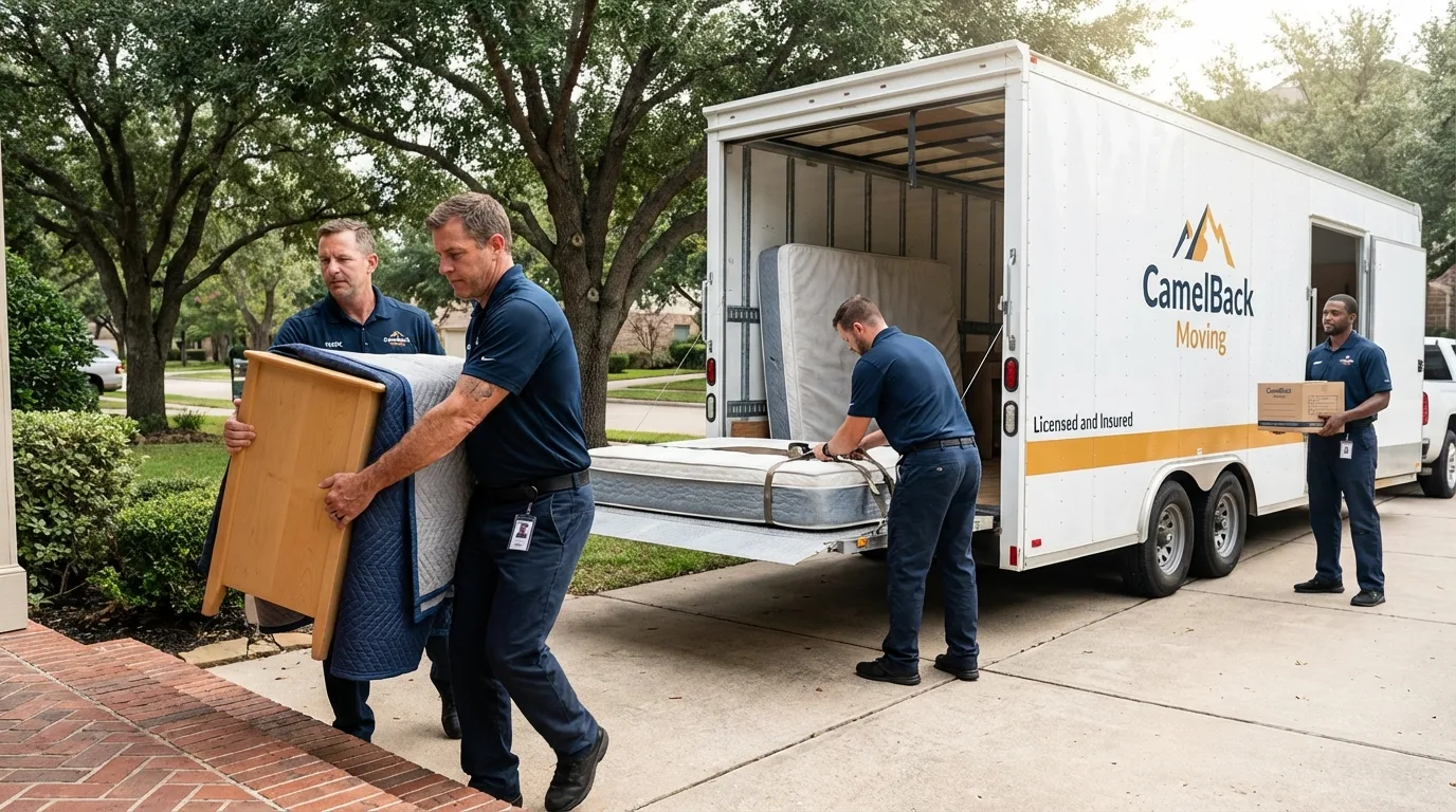 Crew loading residential truck for cross-state move from Assonet, MA